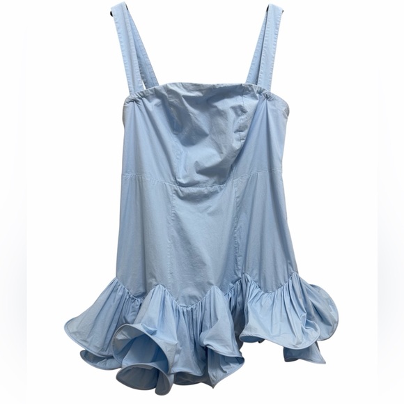 Maeve Anthropologie Ruffle Mini Dress Removable Straps in Sky Blue Size 1X - Picture 4 of 13